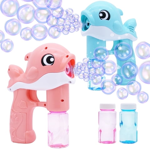 SYNCFUN Whale Bubble Guns for Kids (2-Pack) with 4 Bottles of Solution – Easter Basket Stuffers & Outdoor Toys for Summer Fun