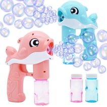 Syncfun 2 Pcs Bubble Gun for Kids,Automatic Whale Bubble Gun Toy Making Machine with 4 Bubble Solutions for Bazooka Bubble Gun,Toddlers Summer Toy,Birthday,Easter Favors