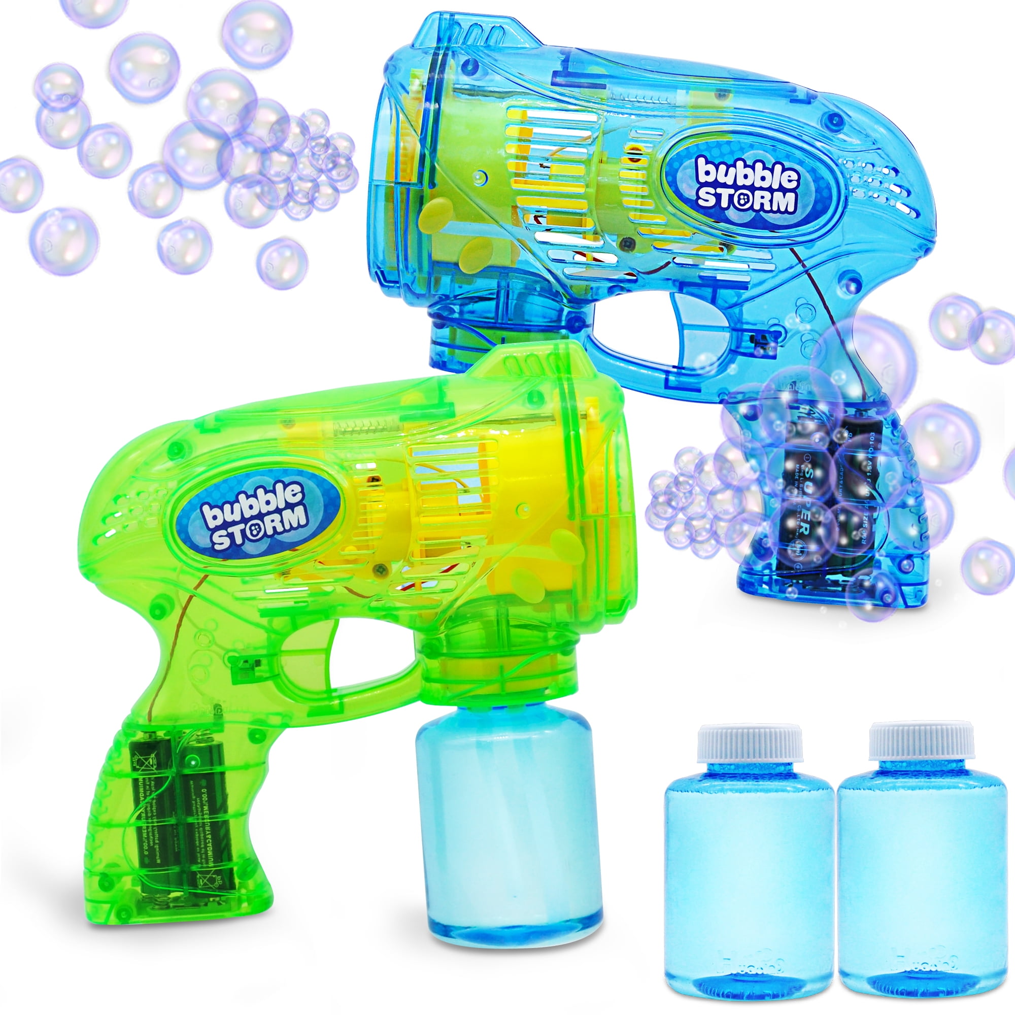 Syncfun Kids Bubble Gun, 2 Pcs with 10 oz Refill Solution, Automatic