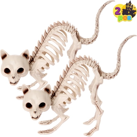 Joyfy 2 Pcs Cat Skeleton Halloween Decoration,7 Inch Posable Plastic Animals Halloween Skeleton for Indoor Outdoor Halloween Decorations,Haunted House Party Props price history and forecast - Joyfy