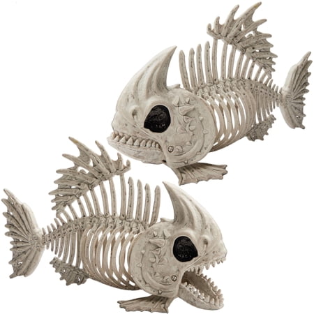 Joyfy 2 Pcs Fish Skeleton Halloween Decoration,9.5 Inch Posable Plastic Animals Halloween Skeleton for Indoor Outdoor Halloween Decorations,Haunted House Party Props price history and forecast - Joyfy