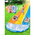 thumbnail image 1 of Joyfy 22.5ft Triple Water Slide and 3 Inflatable Boards, Backyard Summer Lawn Water Slides Waterslide and Slip Sprinkler Water Toy for Kids Adults Outdoor Fun, 1 of 8
