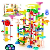 Syncfun 236 Pcs Glowing Marble Run with Motorized Elevator, Construction Building Blocks with 30 Glow in The Dark Marbles, Marble Run Toy Set for Kids Ages 4-8