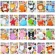 Syncfun 24 PCS 6"x 9" Make-a-face Sticker Sheets Make Your Own Animal Mix and Match Sticker Sheets Kids Party Favor Supplies Craft