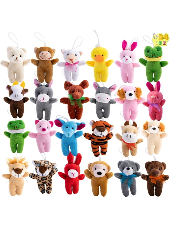 Syncfun 24 Pcs Mini Animal Plush Toy Party Favors, Stuffed Animals Pinata Fillers for Kids, Carnival Prizes, School Gifts, Birthday Party Supplies