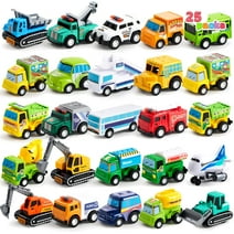 Syncfun 25 Pcs matchbox cars, Pull Back Cars and Trucks Toy Vehicles Set for Kids Toddlers, Mini Vehicles Party Favors Race Cars Toys for Boys and Girls