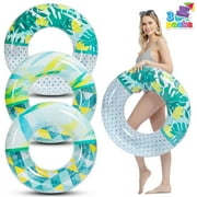Joyfy 3 Packs 32.5'' Inflatable Swim Tube Pool Float with Glitters for Kids Adults Age 9 & up