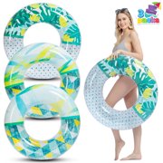 Syncfun 3 Packs Inflatable Swim Tube Pool Float with Glitters for Kids Adults Age 9 & up