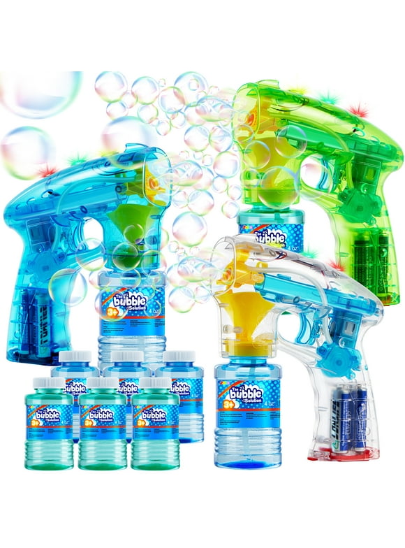 Syncfun 3 Pcs Bubble Gun for Kids,LED Light up Bubble Gun Blaster Toys for Kids Boys and Girls Outdoor Summer Game Party Favor