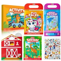 Syncfun 3 Pcs Reusable Sticker Book - Make a Face Sticker Book & Hidden Picture Sticker Book & Farm Sticker Board, Kids Travel Activity Toys for Boys and Girls