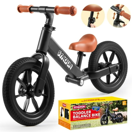 Syncfun Balance Bike, Lightweight Toddler Bike for 2 to 5 Years Kids No Pedal Riding Toys with 12" Anti-Skid Wheels, Boys & Girls Gifts, Black