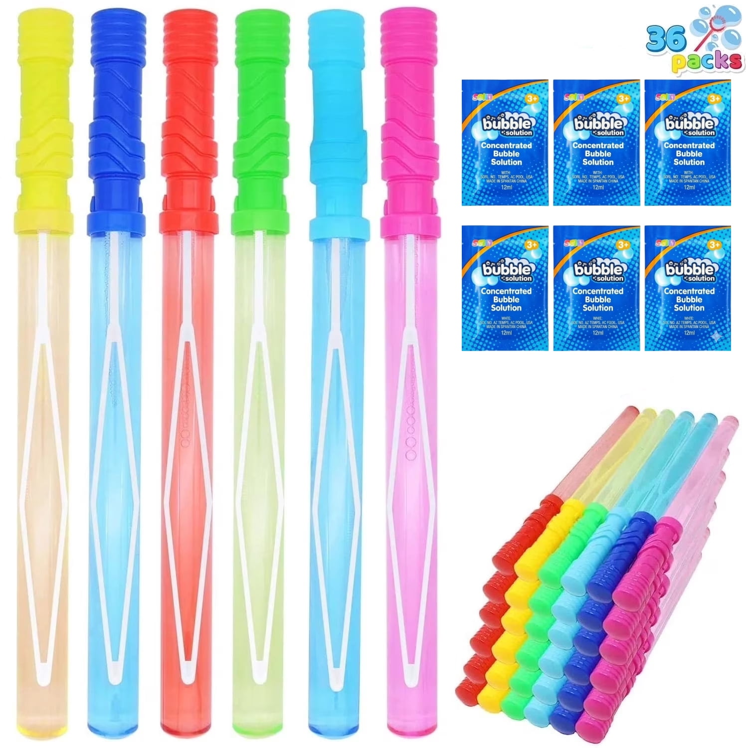 Syncfun 36 Pcs 14.6" Big Bubble Wands Bulk, Bubble Blower for Kids, Bubble Sticks Summer Toys for Party Favors, Easter, Birthday, Outdoor & Indoor Activity Use