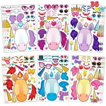 Syncfun 36 Pcs Unicorn Stickers for Kids Make-a-Face Sticker Sheets 9.8"x6.7" Make Your Own Animal Mix and Match Stickers, Birthday Holiday Party Favor Craft Gifts for Girls & Boys