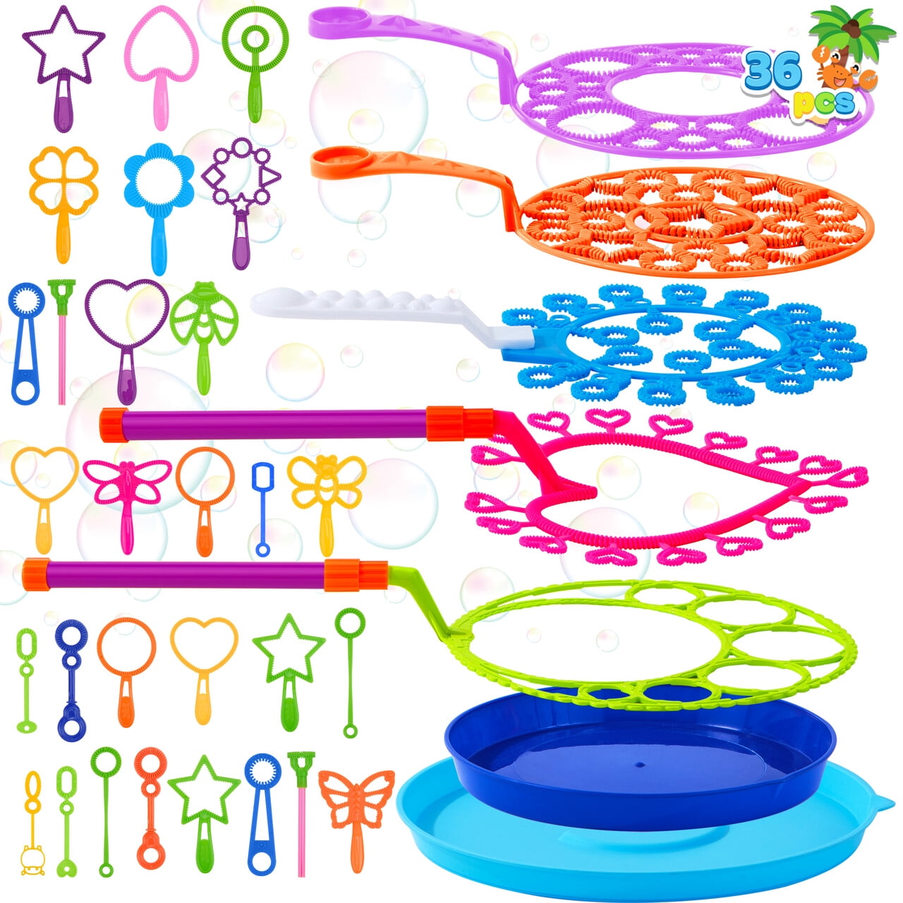 Syncfun 36Pcs Big Bubble Wands Set, 18" Giant Bubble Maker with Tray