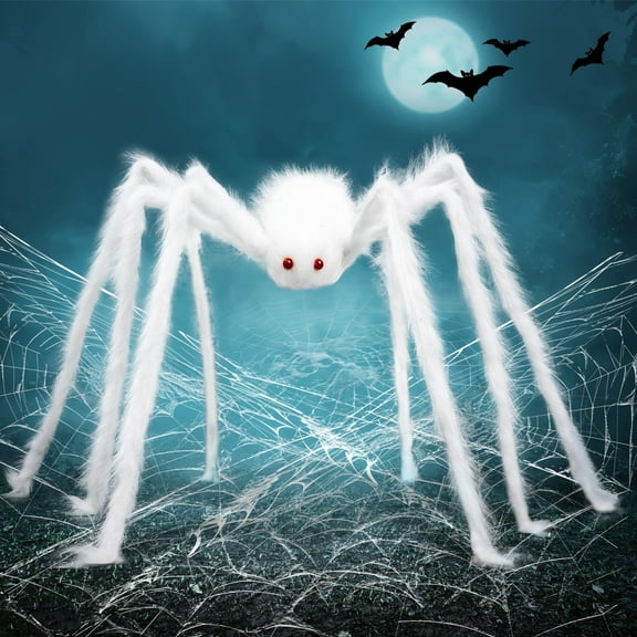 Joyfy 5 ft Giant Spider Halloween Decorations,Scary Spider Halloween Decorations Outdoor Party Decorations Props Halloween Yard Decorations,White
