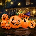 Syncfun 6 FT Halloween Inflatable Long Pumpkin with Witch's Cat