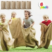 Syncfun 6 Pack Potato Sack Race Bags, Large Burlap Bags For Kids & Adults, Field Day, Outdoor Yard Lawn Easter Carnival Games