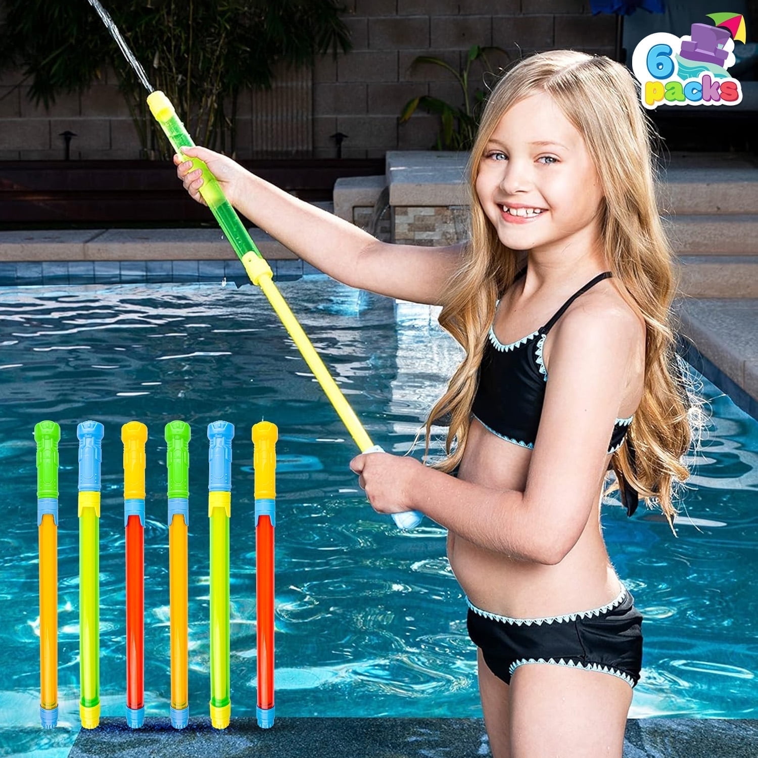 Syncfun 6Pcs Super Water Blaster, 16.5'' Summer Soaker Swimming Pool Toys for Kids & Adults