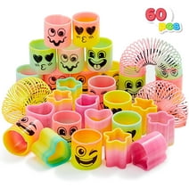 Syncfun 60 Pcs Mini Spring Toys for Kids Party Favors Plastic Coil Rainbow Slinky Toy Party Supplies for Birthday Goodie Bag Stuffers Pinata Fillers