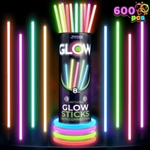 Syncfun 600 Pcs Glow Sticks Bulk, 8" Glow in The Dark Neon Party Supplies, Glow Bracelets and Necklaces Party Pack