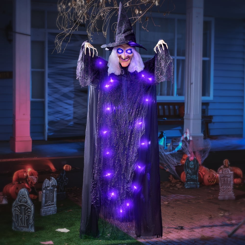 Syncfun 59 Inch Animated Halloween Witch Decoration,Outdoor