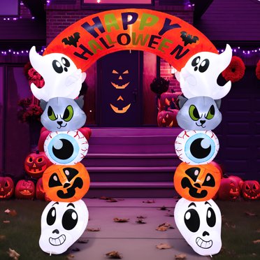 9FT Halloween Inflatable Stacked Pumpkins, Blow Up 6 Pumpkins Inflatable With Built-in LED Lights Outdoor Decorations Large Party Yard Decoration