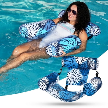 Syncfun Pool Chairs,Pool Floats for Adult,Blow up Water Chairs Noodles rafts for Party Summer Water Beach Fun, Blue Leaves