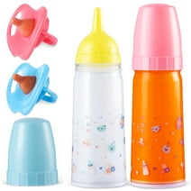 Syncfun Baby Doll Magic Bottle Set, 2 Disappearing Magic Milk & Juice Bottles with Caps and 2 Toy Pacifiers for Girls Christmas Birthday Gift