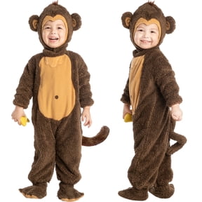 Joyfy Little Monkey Costume with Toy Banana for Toddler Baby Halloween Costumes for Animal Themed Party Role Play Cosplay 3-4 Yrs
