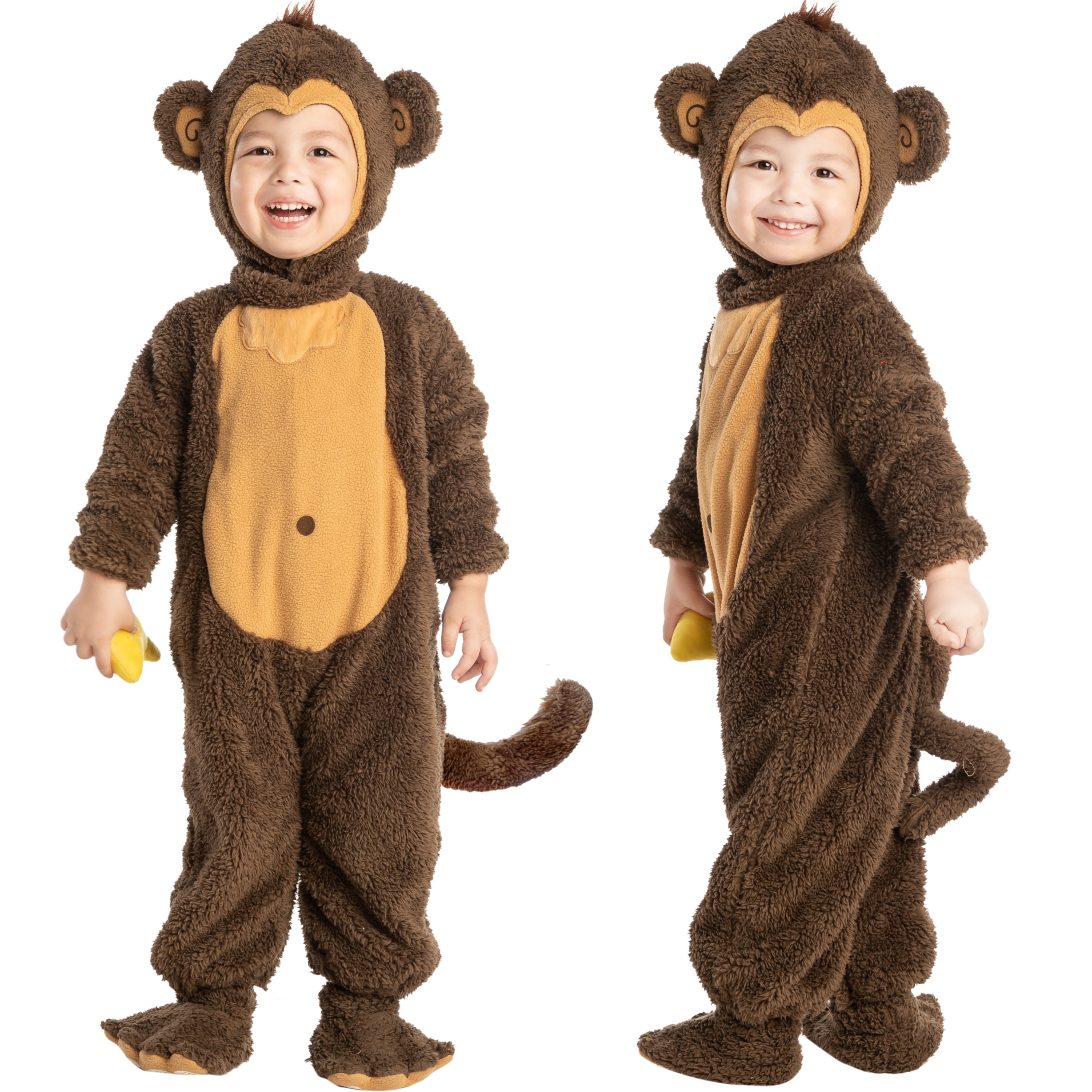 FIESTAS GUIRCA Disfraz De Chinchilla Eléctrica Infantil – Mono Con Capucha Y Cola, Talla 12-18 Meses, Amarillo Y Marrón, Ideal Para Halloween Y Carnaval