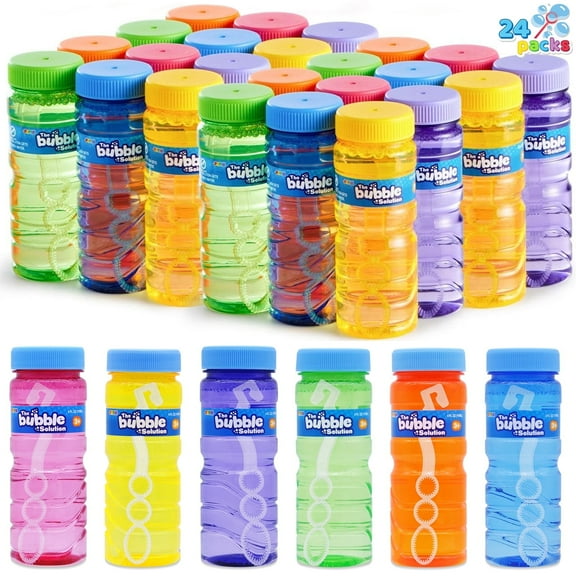 Syncfun 24 Pcs Bubble Bottles 4oz, Bubble Solution Wand Bulk for Party Favors, Easter Summer Toys for Kids