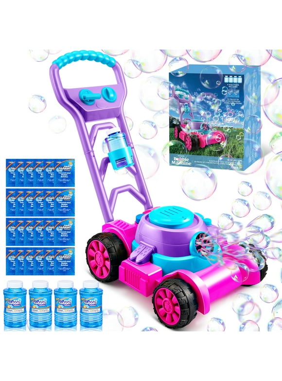 Syncfun Bubble Lawn Mower, Bubble Machine Summer Outdoor Games Toys for Kids Toddler 3-6 Years Old, Bubble Maker Push Toy Boys Girls Birthday Gifts - Pink