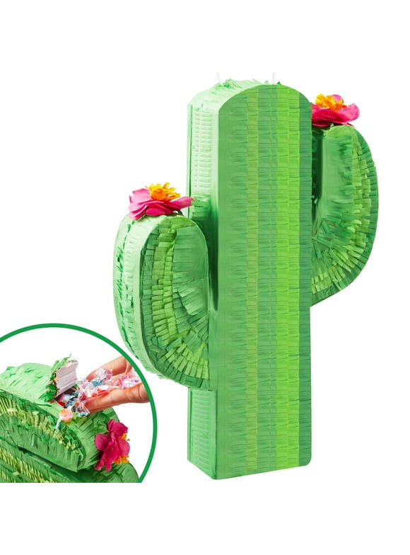 Syncfun Cinco De Mayo Cactus Pinata for Birthday Party 16.75"x 11.25"x 3" Kids Party Supplies for Fiesta Taco, Luau Event, Mexican Theme Decoration, Taco Tuesday Event