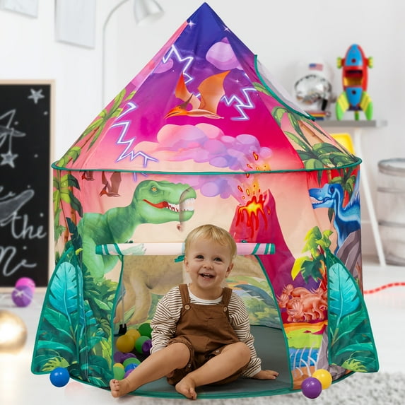 Joyfy Dinosaur Kids Play Tent Pop Up Playhouse Indoor Outdoor Tent Set for Toddler Children Aged 3 5 6 8 Birthday Christmas Gift