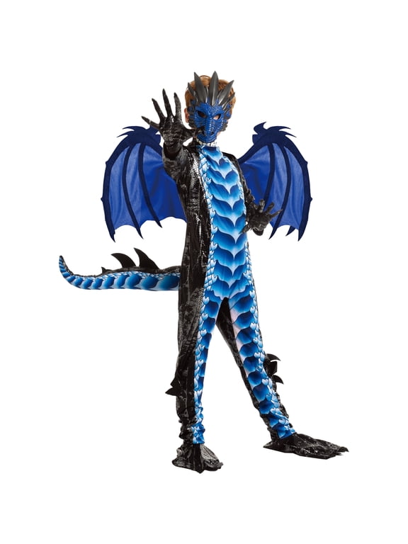 Dragon Costume for Kids Boys Dragon Costume with Dragon Wings, Tail and Mask Outfits Set for Toddlers Halloween Dress Up 5-12 Years