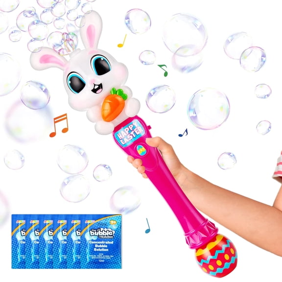 SYNCFUN Easter Bunny Bubble Wand with Lights & Sound - Automatic Bubble Maker for Kids 3+, Outdoor & Easter Basket Gifts