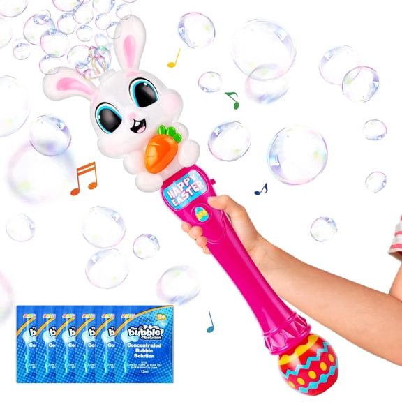 SYNCFUN Easter Bunny Bubble Wand with Lights & Sound - Automatic Bubble Maker for Kids 3+, Outdoor & Easter Basket Gifts