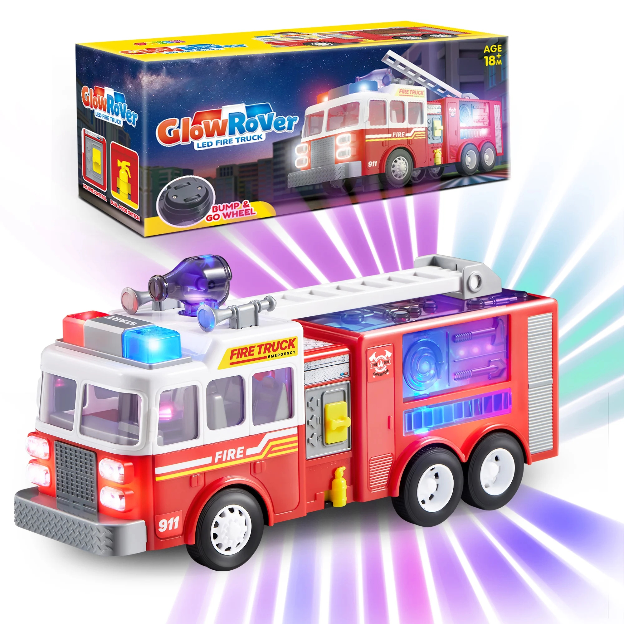 Adventure Force Light And Sound Mini City Service Vehicles 3 Pack School Bus Fire Truck And 3653