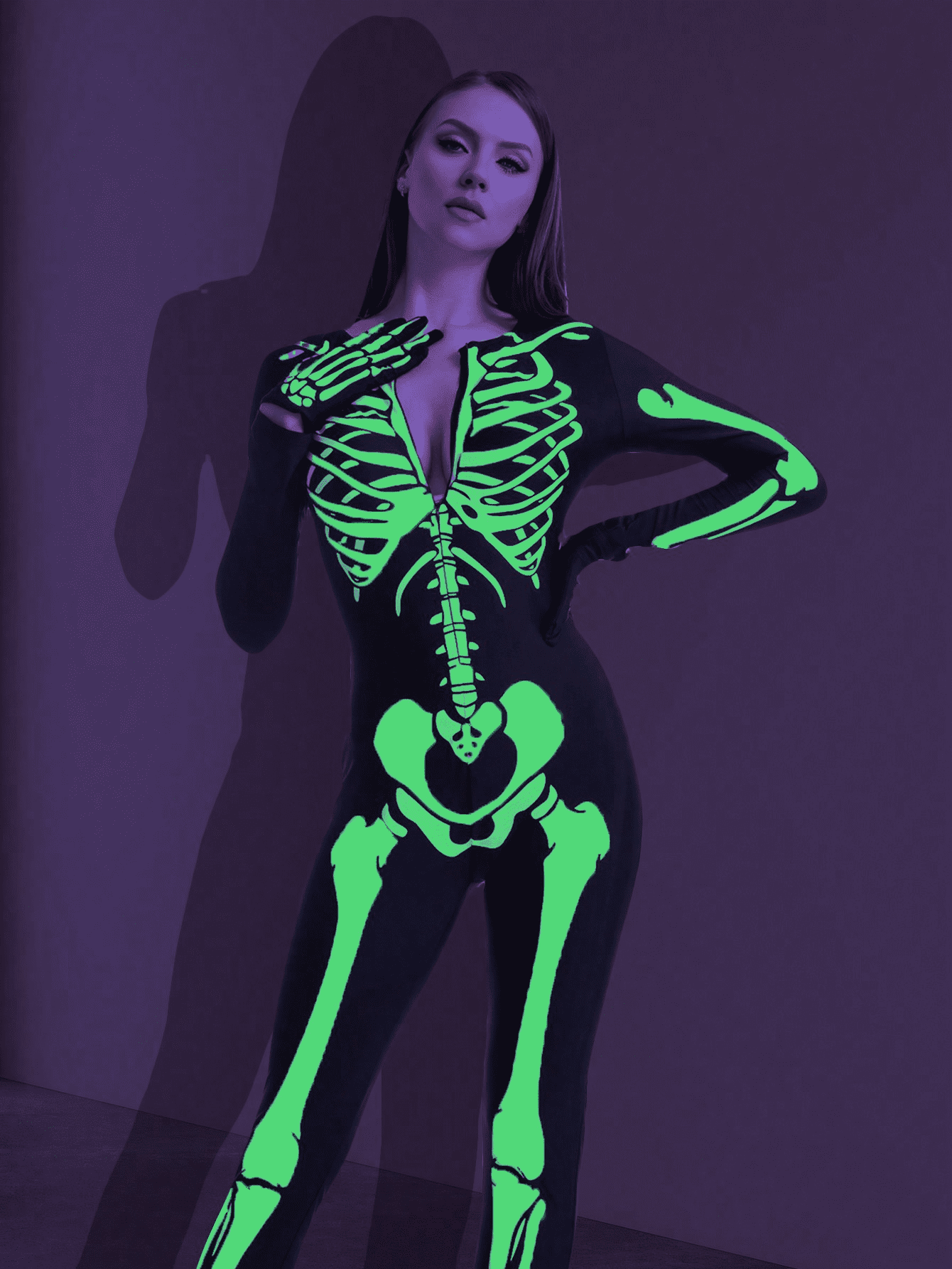 Halloween skelly top dress GLOW