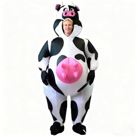 Joyfy Adult Inflatable Cow Costume, Halloween Inflatable Costume Blow Up Cow Outfit Suit for Cosplay Party and Themed Dress Up