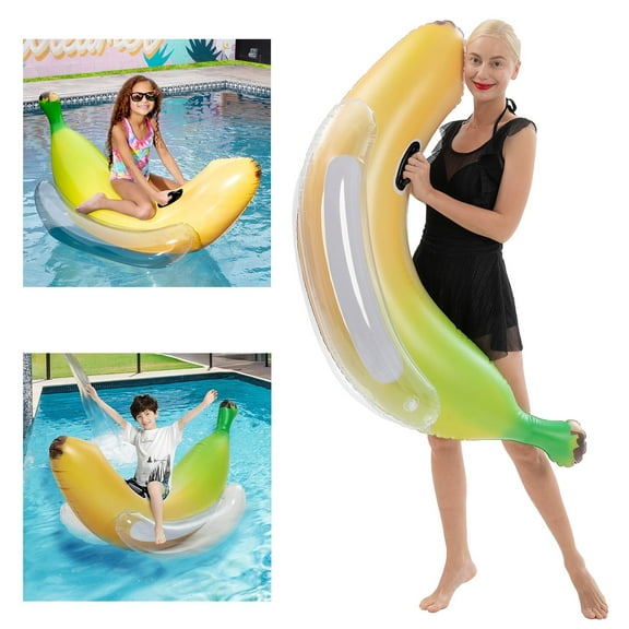 Syncfun Inflatable Banana Pool Float, Giant Banana Funny Pool Floats, Swimming Pool Party Decorations, Blow Up Ride on Pool Toys Rafts Lounge for Kids Adults