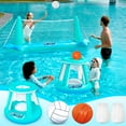 thumbnail image 1 of Joyfy Inflatable Pool Float Set Pool Volleyball Net & Basketball Hoops, Summer Pool Toys for Kids and Pool Game Adults, Volleyball Court (105”x28”x35”)|Basketball (27”x23”x27”),L-Blue, 1 of 9