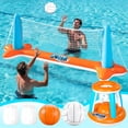 thumbnail image 1 of Joyfy 2-in-1 Inflatable Pool Toys Set with Pool Volleyball & Pool Basketball Hoop, Summer Pool Game for Kids and Pool Floats Adults, Volleyball Court (105”x28”x38”)|Basketball (27.6”x23”),L-Orange, 1 of 9