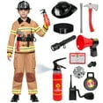 thumbnail image 1 of Joyfy Halloween Kids Fireman Costume, Firefighter Costume for Boys Toddler Halloween Party Dress Up 3-7 Years, 1 of 10