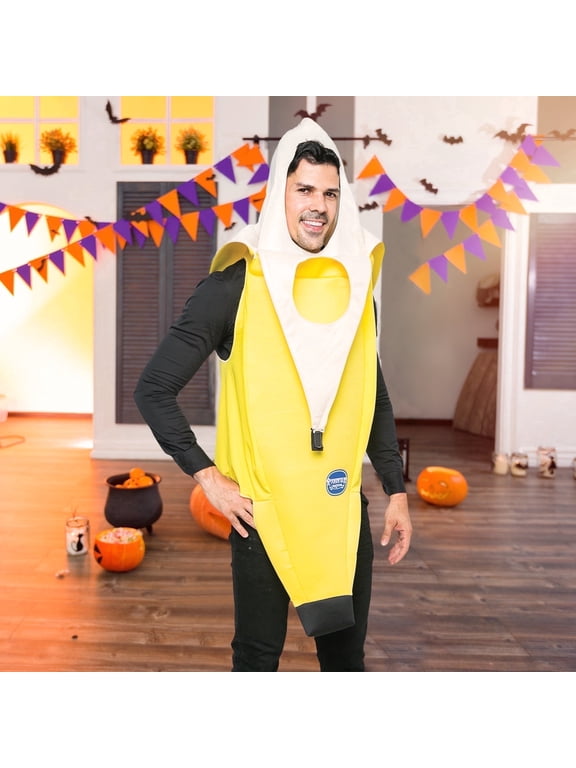 Men's Banana Costume for Adult Funny Fruit Costume Banana Halloween Fancy-Dress Costume for Themed Party Cosplay