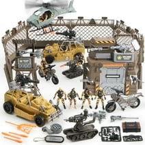 Syncfun Military Base Toys Set, Army Men Action Figures and Weapon Gear Accessories Military Combat Toys
