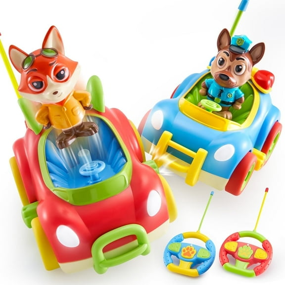 Lalalark Remote Control Car Toys with LED Lights and Music for Kids, Cartoon Race Car Toy for Boys & Girls 3+ Years Old, Toddlers Easter Basket Stuffers and Birthday Gift