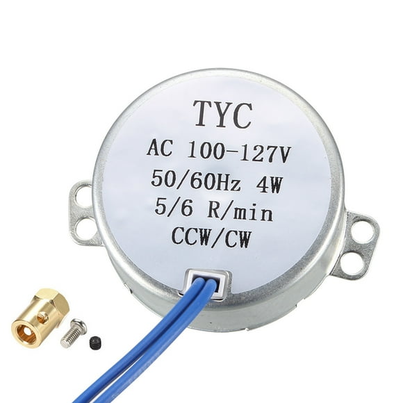 Synchronous Motor 100-127 VAC 50/60 Hz 4W 5-6 RPM/MIN CCW/CW Direction with 7mm Flexible Coupling Connector for Model
