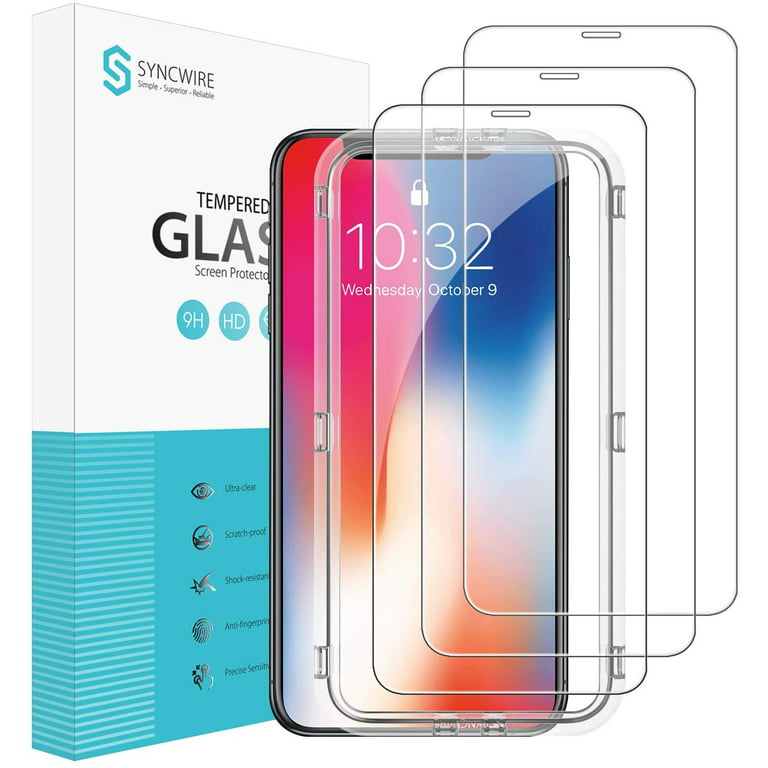 Syncwire [3 Pack] Tempered Glass Screen Protector for iPhone 11 Pro/Xs/X -  HD Clear, 9x Stronger 