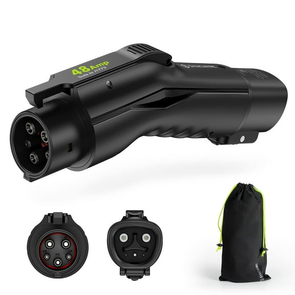 Syncwire Tesla to J1772 Adapter for J1772 PHEVs & EVs, 48A/250V AC, Compatible with Tesla High Powered Connector, Destination Charger, and Mobile Connector - Black